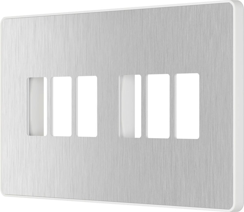 BG GridLite MPCDBS6W Evolve 6G Grid Front Plate - Brushed Steel (White)