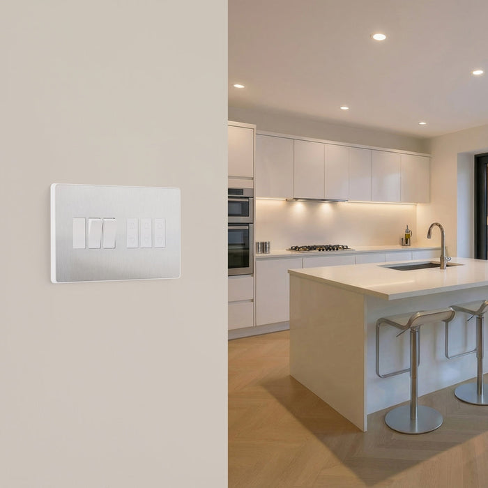 BG GridLite MPCDBS6W Evolve 6G Grid Front Plate - Brushed Steel (White)