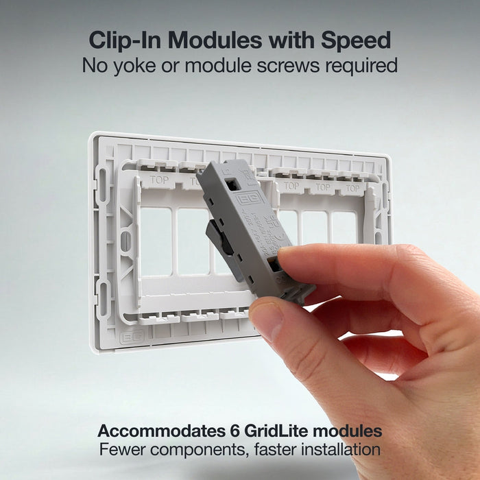 BG GridLite MPCDBS6W Evolve 6G Grid Front Plate - Brushed Steel (White)
