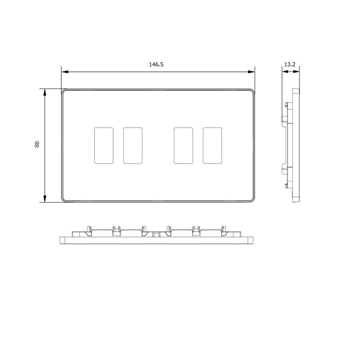 BG GridLite MPCDMB4B Evolve 4G Grid Front Plate - Matt Black (Black)