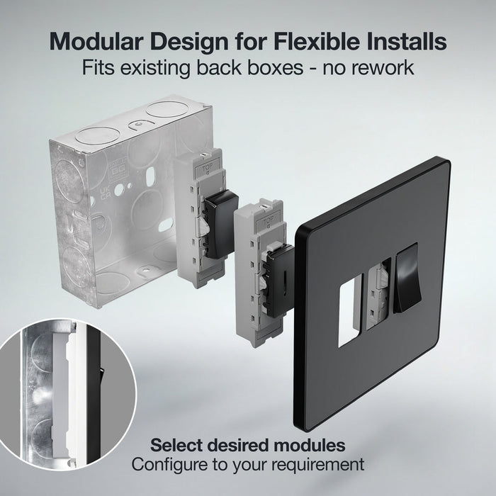 BG GridLite MPCDMG6B Evolve 6G Grid Front Plate - Matt Grey (Black)