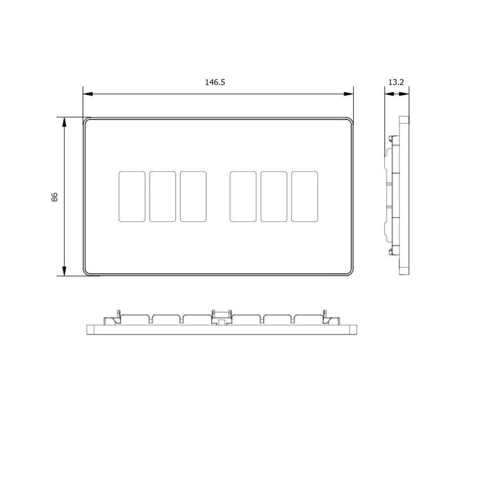 BG GridLite MPCDSB6B Evolve 6G Grid Front Plate - Satin Brass (Black)