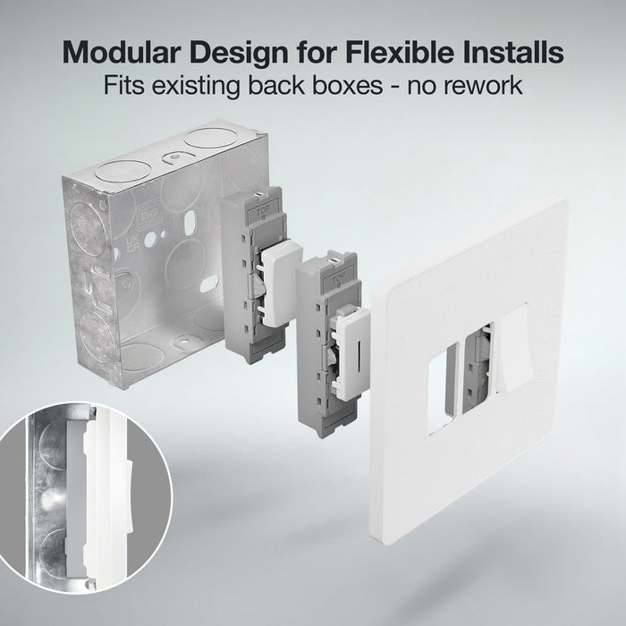 BG GridLite MPCDW12C Evolve 20A SP 2-Way (Centre Off) Switch Module - White