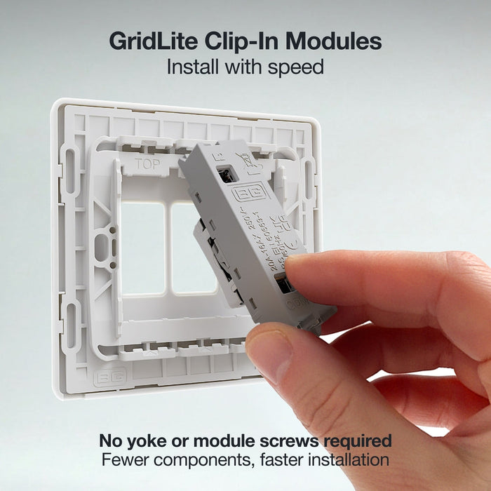 BG GridLite MPCDW12EL Evolve 20A 16AX SP 2-Way Key Switch Module "EMG LTG TEST" - White