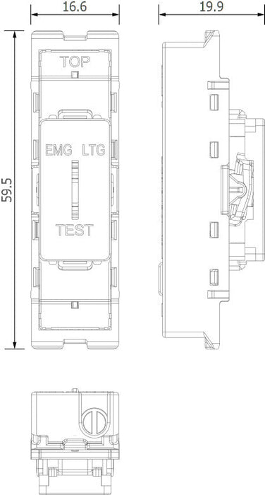 BG GridLite MPCDW12EL Evolve 20A 16AX SP 2-Way Key Switch Module "EMG LTG TEST" - White