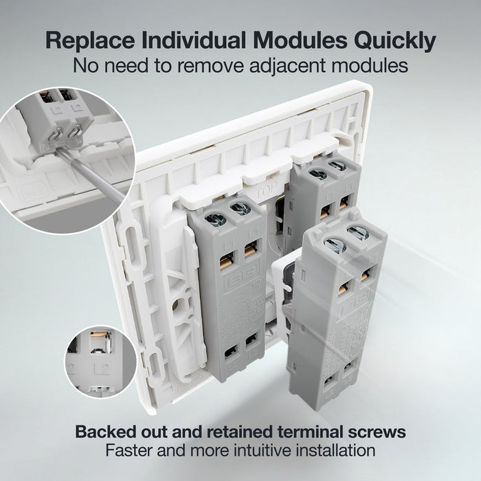 BG GridLite MPCDW13 Evolve 20A 16AX 2-Way Intermediate Switch Module - White