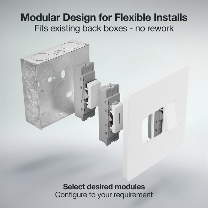 BG GridLite MPCDW142BELL Evolve 20A 2-Way Retractive Switch Module "Bell Symbol" - White