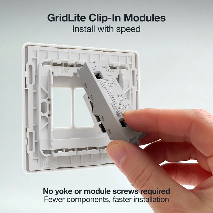 BG GridLite MPCDW142BELL Evolve 20A 2-Way Retractive Switch Module "Bell Symbol" - White
