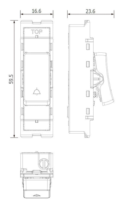 BG GridLite MPCDW142BELL Evolve 20A 2-Way Retractive Switch Module "Bell Symbol" - White