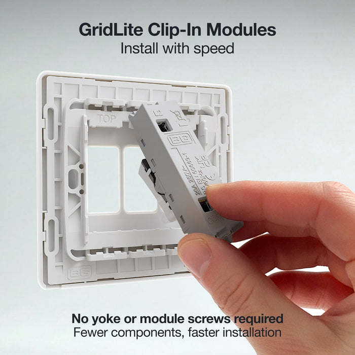BG GridLite MPCDW142C Evolve 20A SP 2-Way Retractive (Centre Off) Switch Module - White