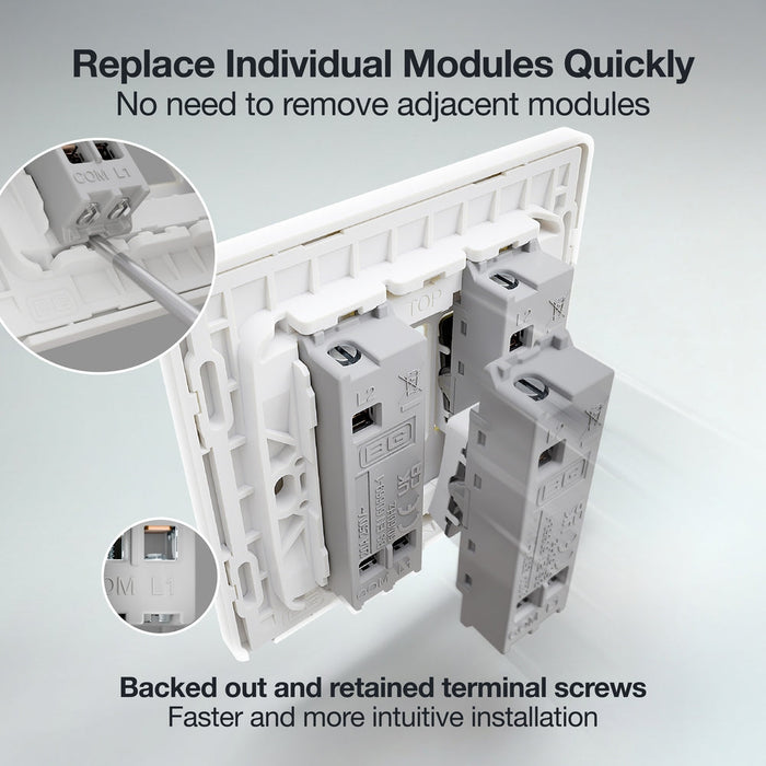 BG GridLite MPCDW142PR Evolve 20A 2-Way Retractive Switch Module "PRESS" - White