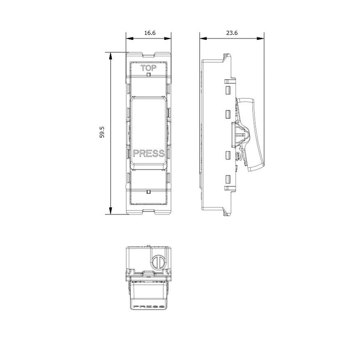 BG GridLite MPCDW142PR Evolve 20A 2-Way Retractive Switch Module "PRESS" - White