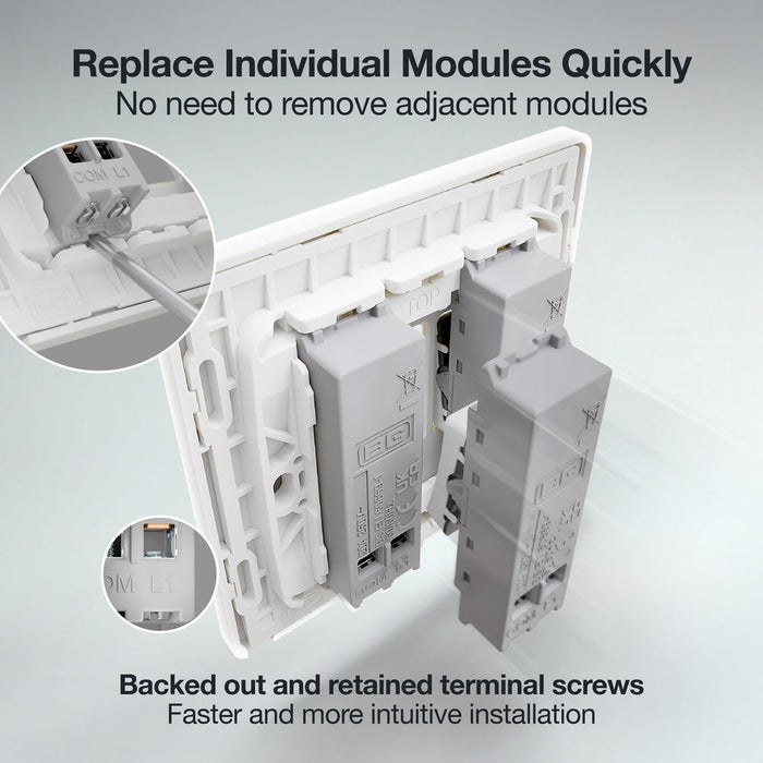 BG GridLite MPCDW14PR Evolve 20A 1-Way Retractive Switch Module "PRESS" - White