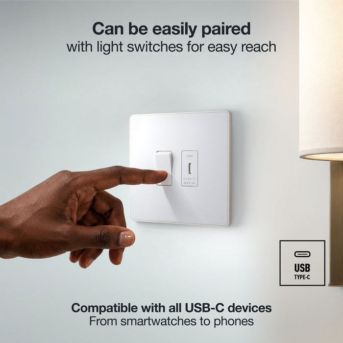 BG GridLite MPCDWUSBC20 Evolve 20W USB-C Module - White