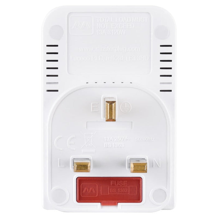 Master Socket 3 Masterplug MSWG3 3 Socket 13A Fused Switched Multi-Socket Adaptor ...