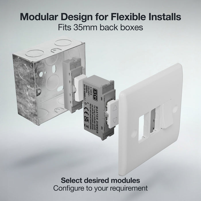 BG GridLite MTDM 100W Master Touch LED Dimmer Module - White