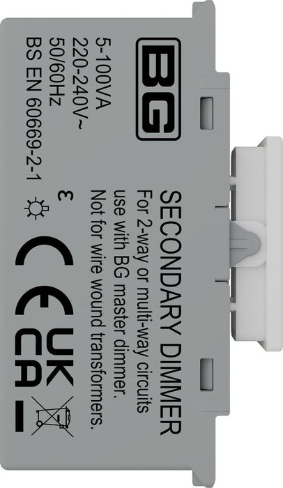 BG GridLite MTDS 100W Secondary Touch LED Dimmer Module - White