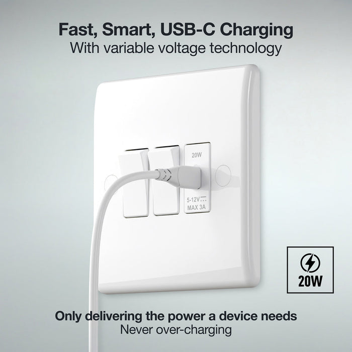 BG GridLite MUSBC20 20W USB-C Module - White