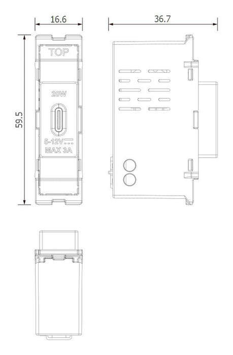 BG GridLite MUSBC20 20W USB-C Module - White
