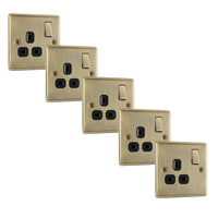 BG NAB21Bx5 Nexus Metal Single Socket 13A /Black Insert - Antique Brass (5 Pack)