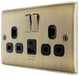 BG NAB22UAC12B Nexus Metal 13A Double Switched Power Socket + USB A+C (12W) - Antique Brass + Black Insert - westbasedirect.com