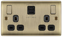 BG NAB22UAC22B Nexus Metal 13A Double Switched Power Socket + USB A+C (22W) - Antique Brass + Black Insert - westbasedirect.com