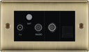 BG NAB68 Nexus Metal Triplex TV/FM/Sat Socket + Return & Tel. - Black Insert - Antique Brass - westbasedirect.com