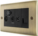 BG NAB68 Nexus Metal Triplex TV/FM/Sat Socket + Return & Tel. - Black Insert - Antique Brass - westbasedirect.com