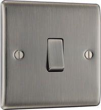 BG NBI12 Nexus Metal 20A 16AX 2 Way Single Light Switch - Brushed Iridium