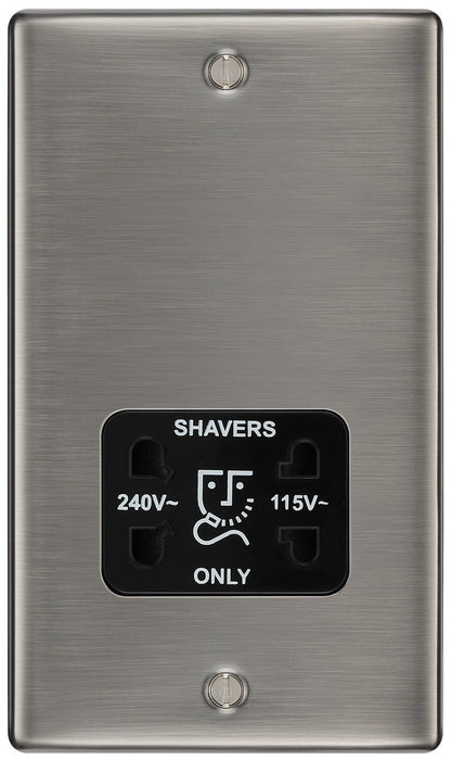 BG NBI20B Nexus Metal Dual Voltage Shaver Socket/Black - Brushed Iridium - westbasedirect.com