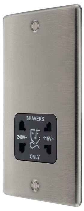 BG NBI20B Nexus Metal Dual Voltage Shaver Socket/Black - Brushed Iridium - westbasedirect.com