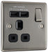 BG NBI21UB Nexus Metal Single Socket + 2x USB /Black Insert - Brushed Iridium - westbasedirect.com