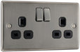 BG NBI22B Nexus Metal Double Socket 13A - Black Insert - Brushed Iridium - westbasedirect.com