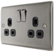 BG NBI22B Nexus Metal Double Socket 13A - Black Insert - Brushed Iridium - westbasedirect.com