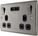 BG NBI22U3B Nexus Metal Double Socket + 2x USB /Black Insert - Brushed Iridium - westbasedirect.com