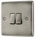 BG NBI42 Nexus Metal Double Light Switch 10A - Brushed Iridium - westbasedirect.com