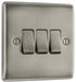 BG NBI43 Nexus Metal Triple Light Switch 10A - Brushed Iridium - westbasedirect.com