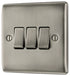 BG NBI43 Nexus Metal Triple Light Switch 10A - Brushed Iridium - westbasedirect.com