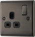 BG NBN21B Nexus Metal Single Socket 13A - Black Insert - Black Nickel (10 Pack) - westbasedirect.com