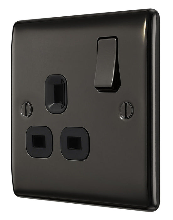 BG NBN21B Nexus Metal Single Socket 13A - Black Insert - Black Nickel (5 Pack) - westbasedirect.com