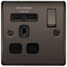 BG NBN21U2B Nexus Metal Single Socket + 2x USB - Black Insert - Black Nickel - westbasedirect.com