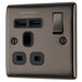 BG NBN21U2B Nexus Metal Single Socket + 2x USB - Black Insert - Black Nickel - westbasedirect.com