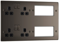 BG NBN222EM8B Nexus Metal 2x 2G Socket 13A + 2x 4 Module Aperture - Black Insert - Black Nickel
