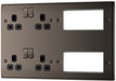 BG NBN222EM8B Nexus Metal 2x 2G Socket 13A + 2x 4 Module Aperture - Black Insert - Black Nickel - westbasedirect.com