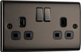 BG NBN22B Nexus Metal Double Socket 13A - Black Insert - Black Nickel - westbasedirect.com