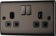 BG NBN22B Nexus Metal Double Socket 13A - Black Insert - Black Nickel (5 Pack) - westbasedirect.com