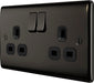 BG NBN22B Nexus Metal Double Socket 13A - Black Insert - Black Nickel (5 Pack) - westbasedirect.com