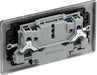 BG NBN22UAC12B Nexus Metal 13A Double Switched Power Socket + USB A+C (12W) - Black Nickel + Black Insert - westbasedirect.com