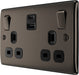 BG NBN22UAC22B Nexus Metal 13A Double Switched Power Socket + USB A+C (22W) - Black Nickel + Black Insert - westbasedirect.com