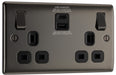 BG NBN22UAC30B Nexus Metal 13A Double Socket + USB A+C (30W) - Black Insert - Black Nickel - westbasedirect.com